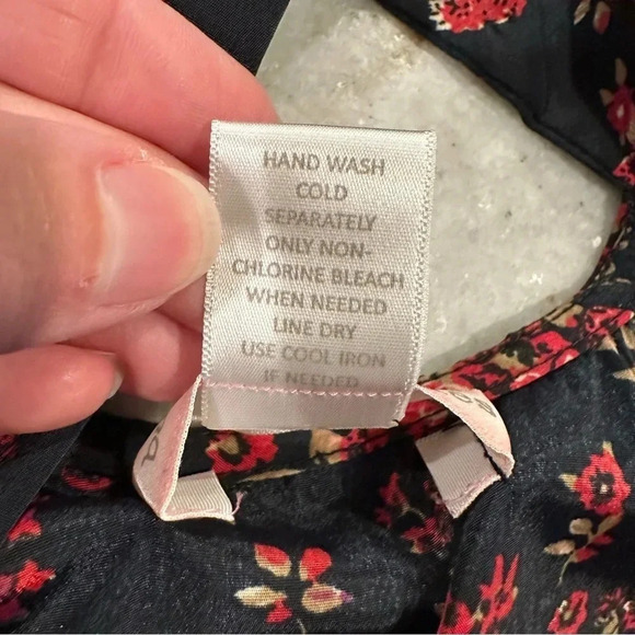 Band Of Gypsies Mini Dress Black Red Floral Tie Waist Open Back Size XS - Picture 11 of 11